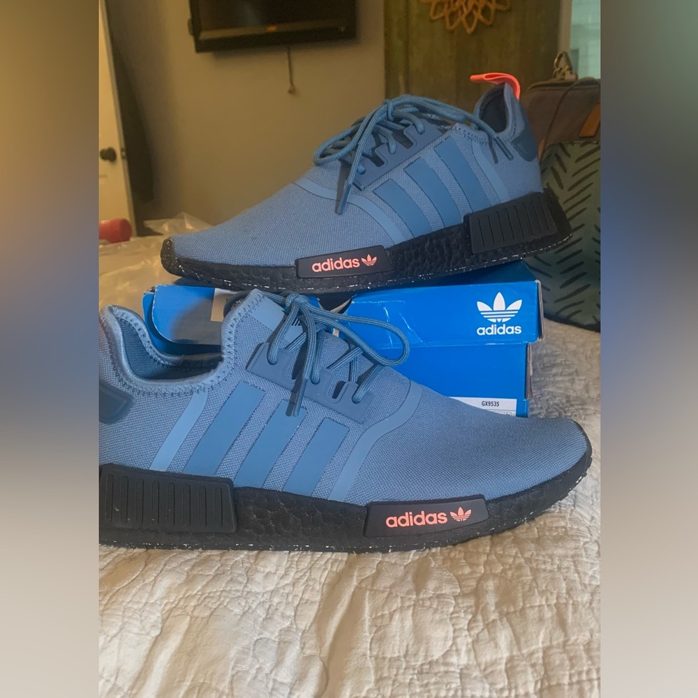 Adidas Light Blue Sneakers with Black Sole and Suede Upper